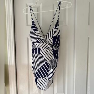 Vineyard Vines Navy and White Striped Swimsuit